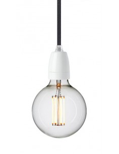 Světlo Classic s bílou porcelánovou objímkou, kabel Asphalt | NUD COLLECTION-1