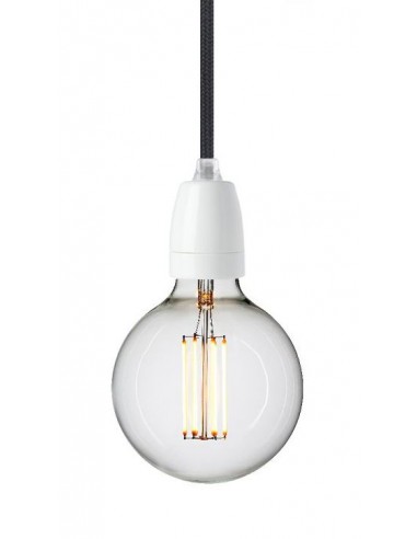 Světlo Classic s bílou porcelánovou objímkou, kabel Asphalt | NUD COLLECTION-1