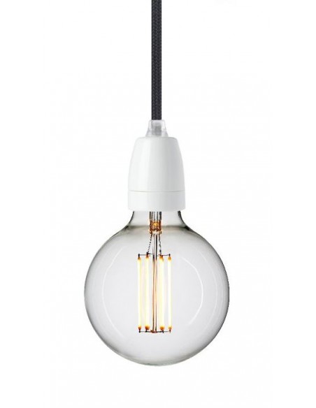 Světlo Classic s bílou porcelánovou objímkou, kabel Asphalt | NUD COLLECTION-1