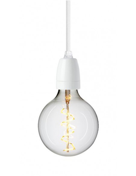 Světlo Classic s bílou porcelánovou objímkou, kabel Asphalt | NUD COLLECTION-3