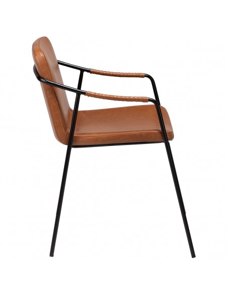 Jídelní židle s područkami, čalouněná koženkou v barvě vintage brown-3