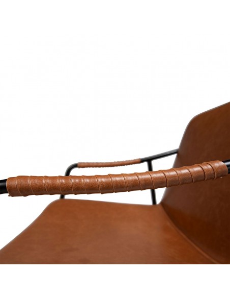 Jídelní židle s područkami, čalouněná koženkou v barvě vintage brown-6