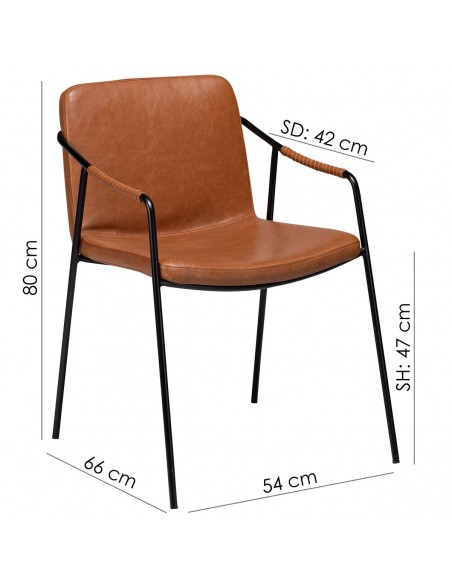 Jídelní židle s područkami, čalouněná koženkou v barvě vintage brown-7