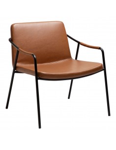 Armchair with armrests, upholstered in vintage brown leather - 1