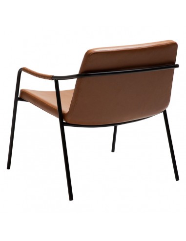 Křeslo s područkami, čalouněné koženkou v barvě vintage brown-5