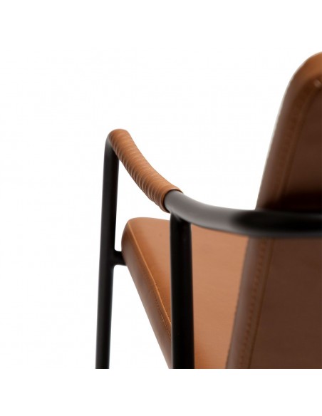 Křeslo s područkami, čalouněné koženkou v barvě vintage brown-6