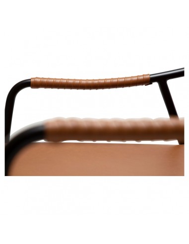 Křeslo s područkami, čalouněné koženkou v barvě vintage brown-7