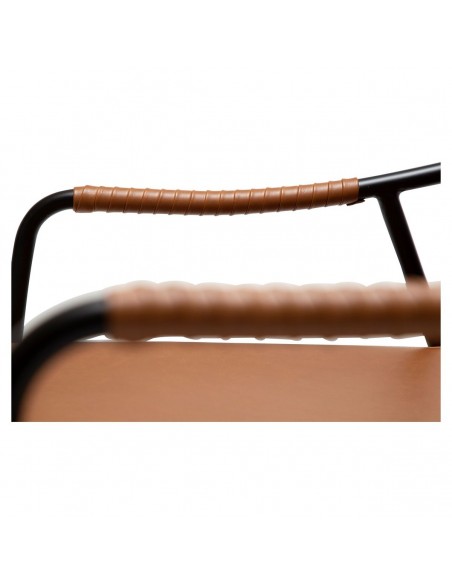 Křeslo s područkami, čalouněné koženkou v barvě vintage brown-7