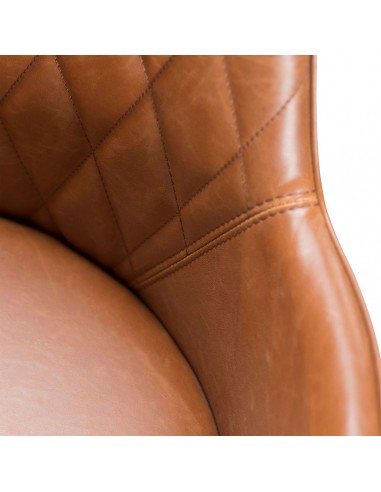 Jídelní židle / křeslo s prošíváním čalouněné koženkou v barvě vintage brown-3