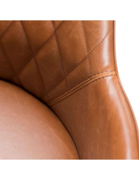 Jídelní židle / křeslo s prošíváním čalouněné koženkou v barvě vintage brown-3