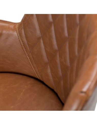 Jídelní židle / křeslo s prošíváním čalouněné koženkou v barvě vintage brown-4