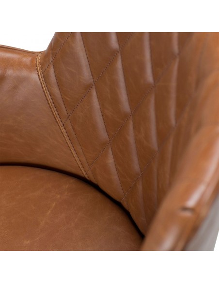 Jídelní židle / křeslo s prošíváním čalouněné koženkou v barvě vintage brown-4