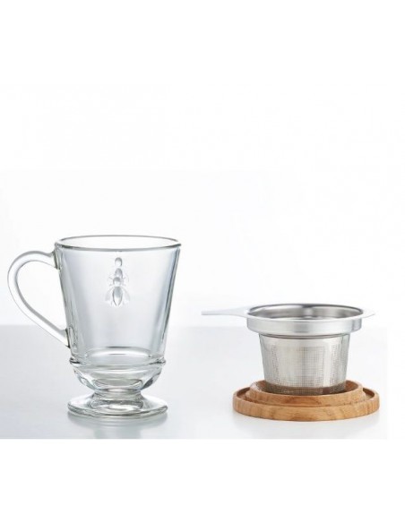 Skleněný hrnek Včela se sítkem | La Rochere-3