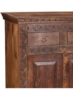 Chest of teak wood, 4 doors dark brown - 1 2