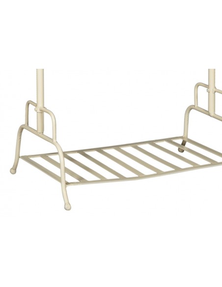 Kovový stojan na oblečení s vyřezávanou deskou, krémový-3