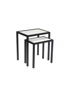 Set of metal side tables with marble - 1