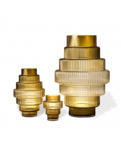 Skleněný svícen Steps - žlutý | POLS POTTEN-1 2