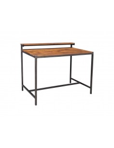 Psací stůl kov s tmavým dřevem, měděný-1