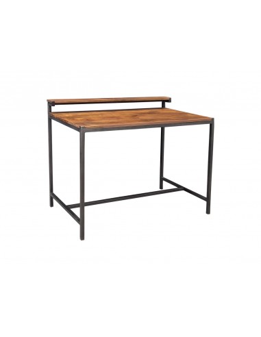 Psací stůl kov s tmavým dřevem, měděný-1