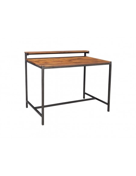 Psací stůl kov s tmavým dřevem, měděný-1