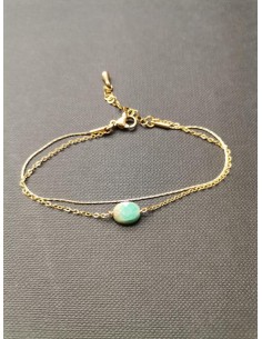 Gold chain bracelet with vert agate | PIOU PIOU - 1