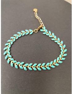 Gold bracelet with turquoise leaves | PIOU PIOU - 1