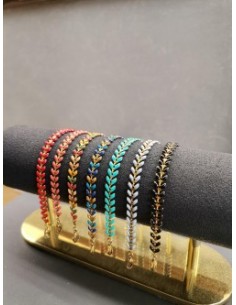 Gold bracelet with turquoise leaves | PIOU PIOU - 1 2