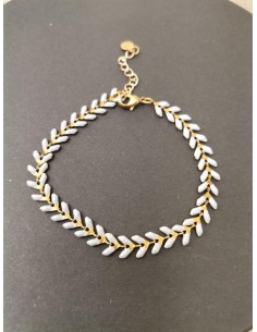 Gold bracelet with gray leaves | PIOU PIOU - 1