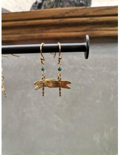 Náušnice tvaru vážky s modrým korálkem | PIOU PIOU-1