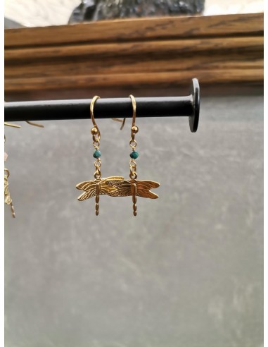 Náušnice tvaru vážky s modrým korálkem | PIOU PIOU-1