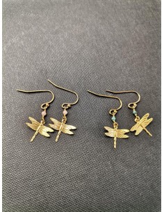 Náušnice tvaru vážky s modrým korálkem | PIOU PIOU-1 2