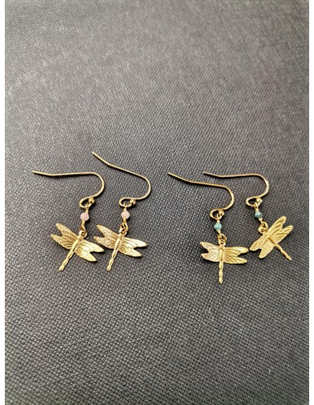 Náušnice tvaru vážky s modrým korálkem | PIOU PIOU-2