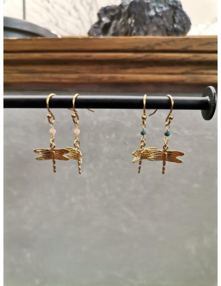 Náušnice tvaru vážky s modrým korálkem | PIOU PIOU-3