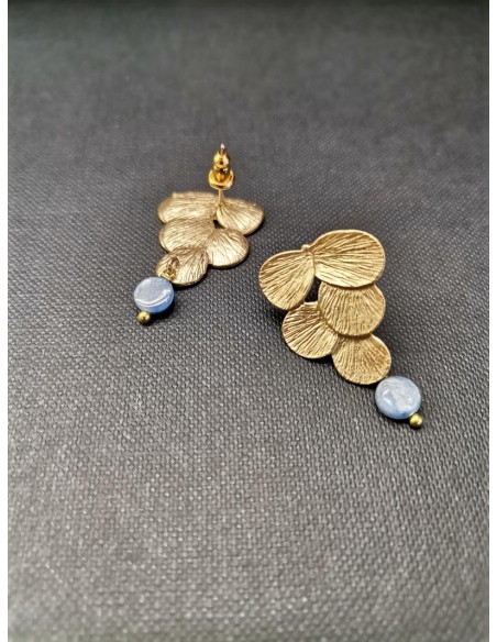 Náušnice tvaru hroznu s modrošedým korálkem | PIOU PIOU-1