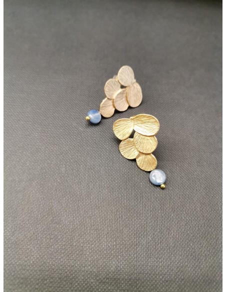 Náušnice tvaru hroznu s modrošedým korálkem | PIOU PIOU-2