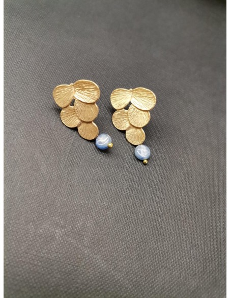 Náušnice tvaru hroznu s modrošedým korálkem | PIOU PIOU-3