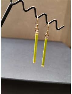 Green bar earrings with gold elements | PIOU PIOU - 1