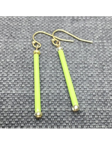 Green bar earrings with gold elements | PIOU PIOU - 2
