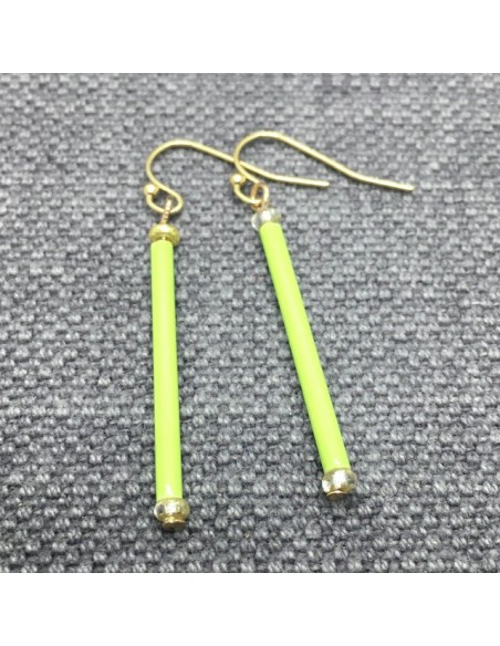 Green bar earrings with gold elements | PIOU PIOU - 2