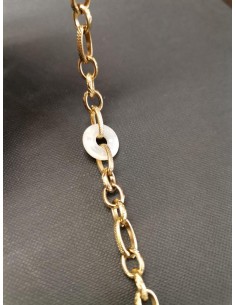 Řetězový náramek zlatý s kulatým perleťovým prvkem|PIOU PIOU-1 2