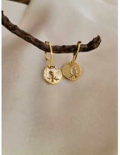 Round gold earrings with a bird cutout PIOU PIOU - 1 2