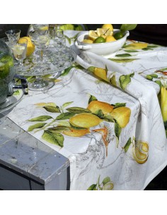 Tablecloth with Limoncello print, 170x270 | TESSITURA TOSCANA TELERIE - 1