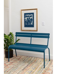 Kovová lavička s opěradlem Luxembourg| FERMOB-28 pesto 2