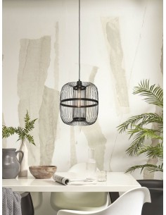 Hanging bamboo chandelier Hokkaido L, black | GOOD&MOJO - 1 2