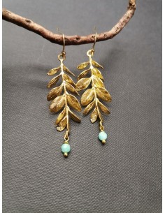 Náušnice s lístky a kamínkem | PIOU PIOU-1