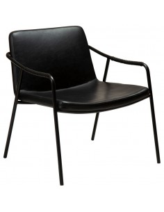 Armchair with armrests, upholstered in vintage black leatherette| DAN FORM - 1