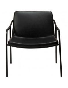 Armchair with armrests, upholstered in vintage black leatherette| DAN FORM - 1 2
