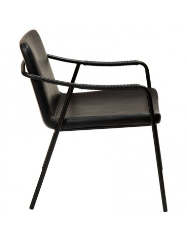 Křeslo s područkami, čalouněné koženkou v barvě vintage černé| DAN FORM-3