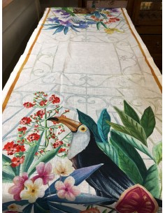 Lněný běhoun s potiskem Naif, 45x170 | TESSITURA TOSCANA TELERIE-2 2