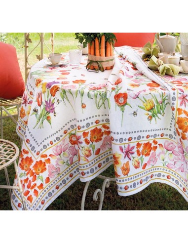 Lněný běhoun s potiskem Tuli, 45x170 | TESSITURA TOSCANA TELERIE-1